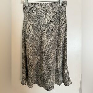Animal print satin midi skirt